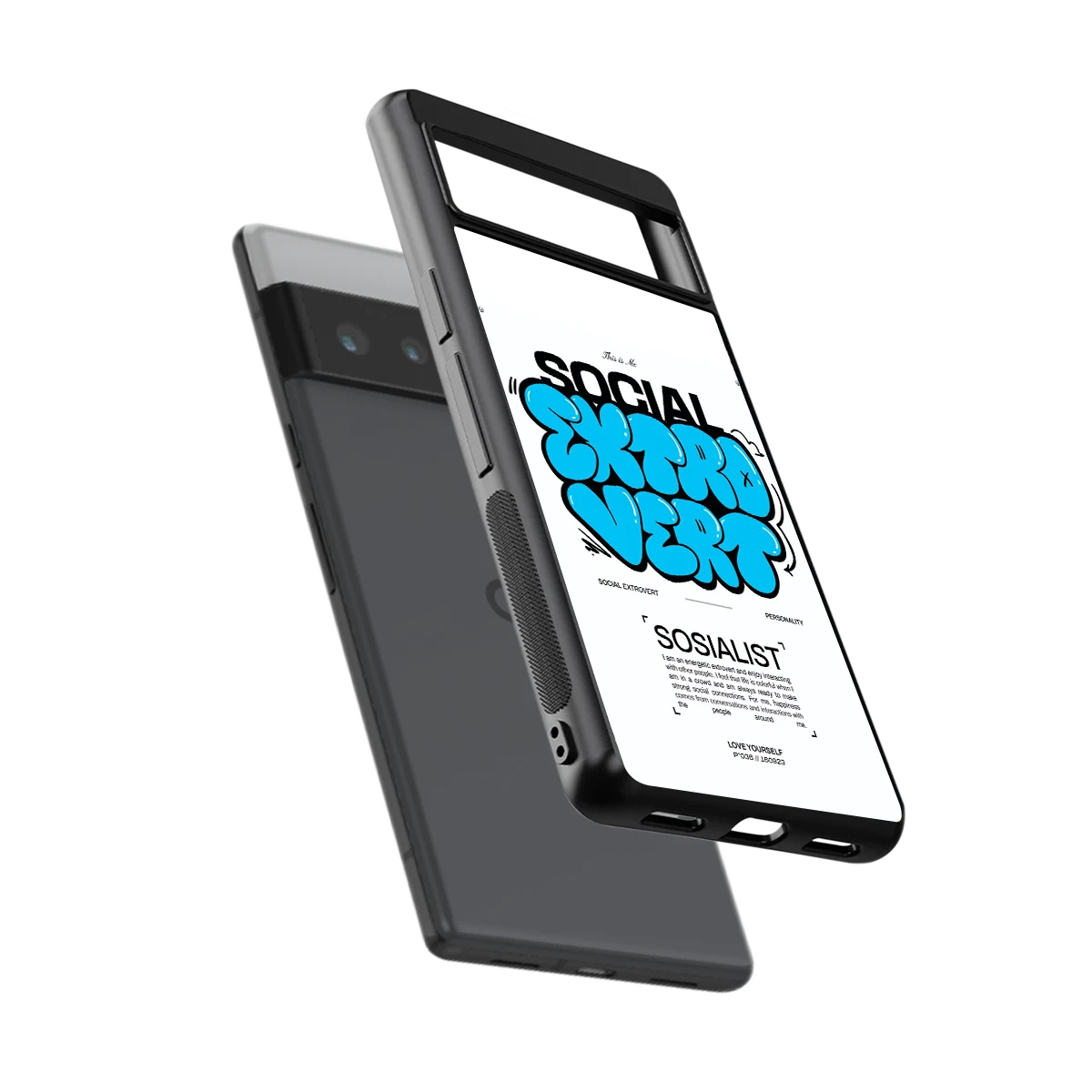 Social Extrovert sleek google pixel 6 pro cover with tempered glass back and TPU edges