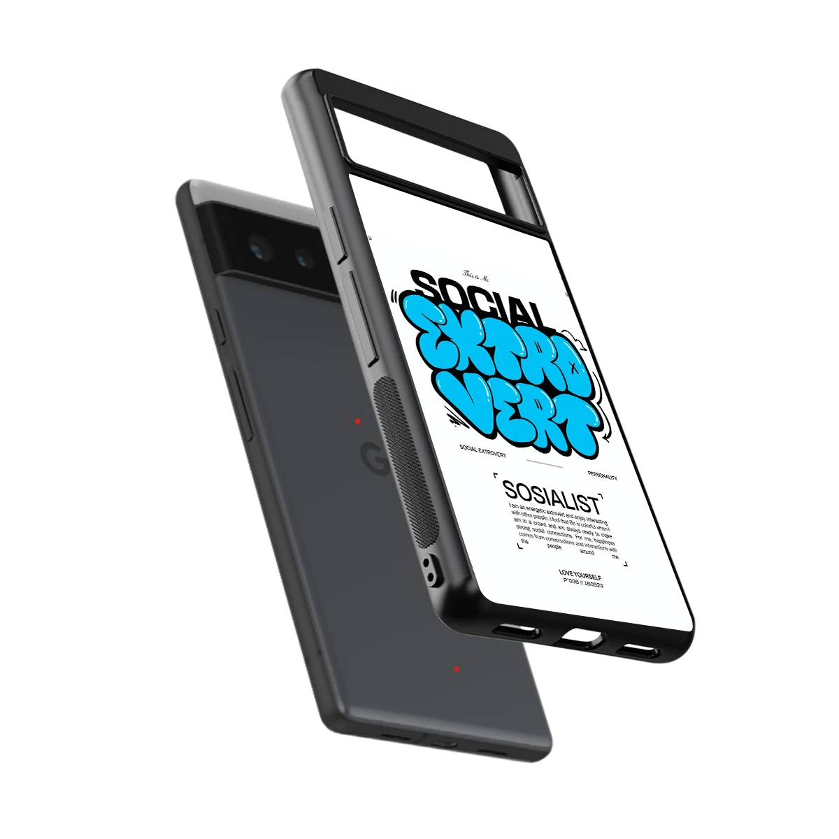 Social Extrovert sleek google pixel 6 cover with tempered glass back and TPU edges