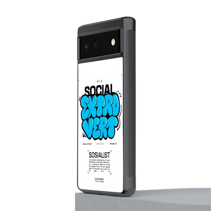 Social Extrovert stylish phone case for google pixel 6a | glossy glass and slim fit