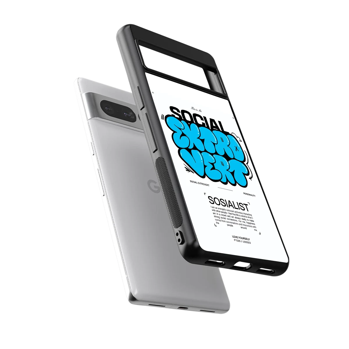 Social Extrovert sleek google pixel 7 pro cover with tempered glass back and TPU edges