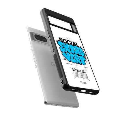 Social Extrovert sleek google pixel 7a cover with tempered glass back and TPU edges