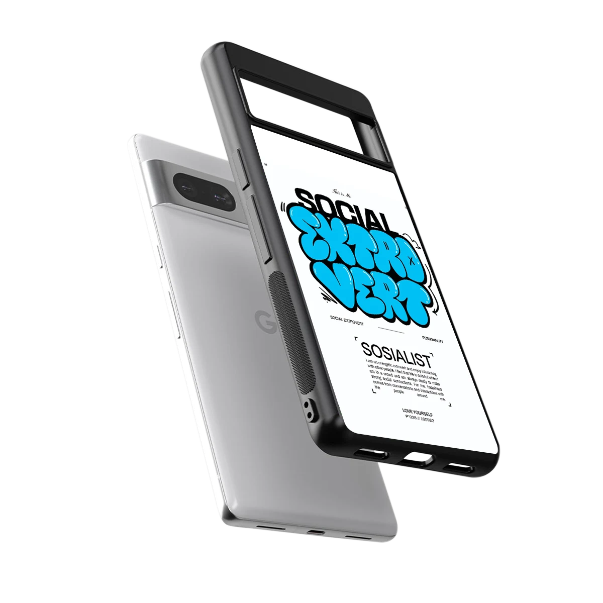 Social Extrovert sleek google pixel 7 cover with tempered glass back and TPU edges