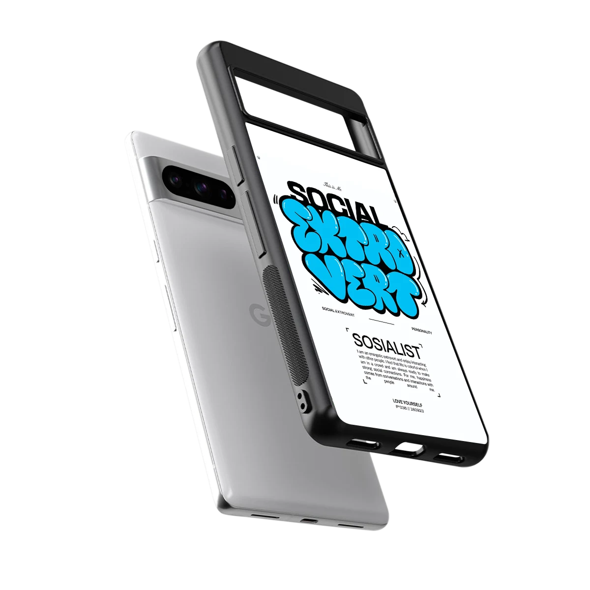 Social Extrovert sleek google pixel 8 pro cover with tempered glass back and TPU edges