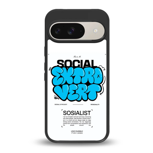 Social Extrovert back phone cover | glass case for google pixel 9