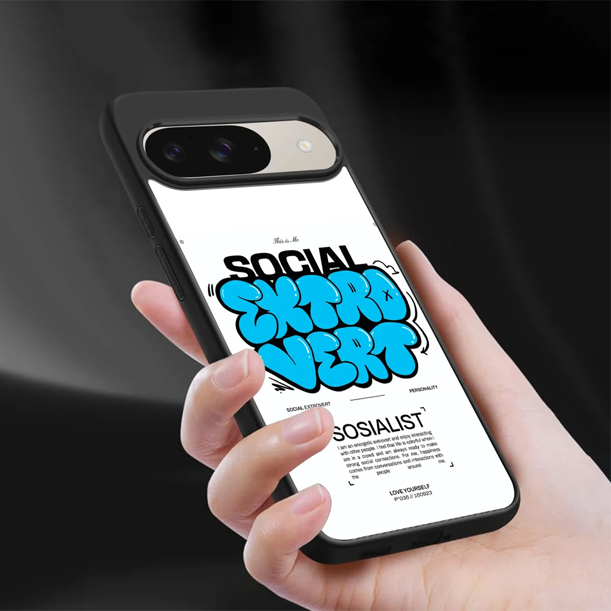 Social Extrovert sleek google pixel 9 cover with tempered glass back and TPU edges