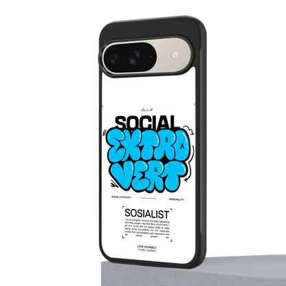 Social Extrovert google pixel 9 mobile cover | shockproof glass phone case