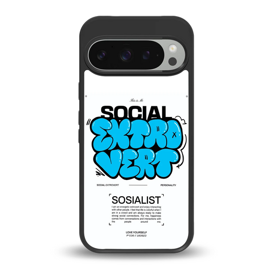 Social Extrovert back phone cover | glass case for google pixel 9 pro