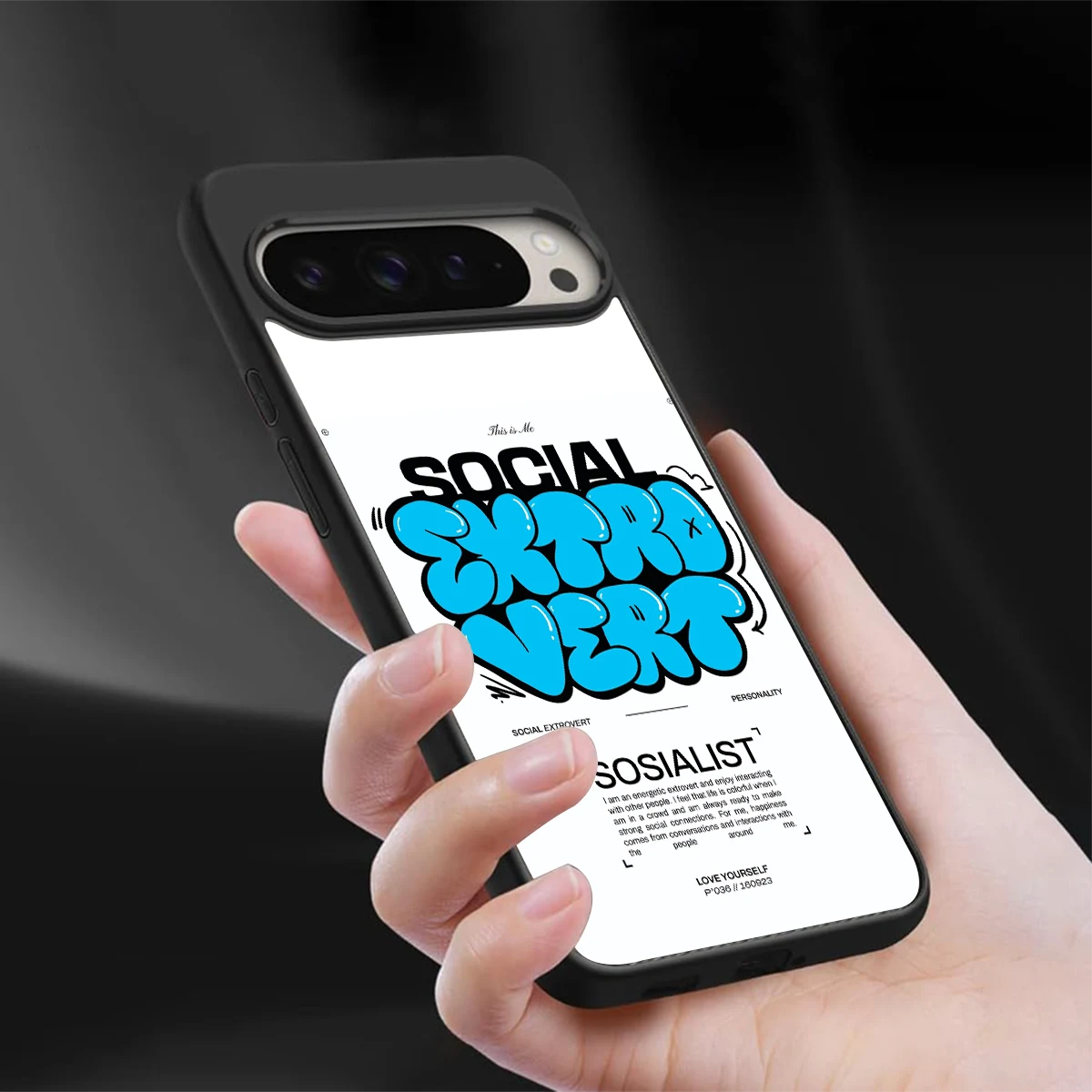 Social Extrovert sleek google pixel 9 pro xl cover with tempered glass back and TPU edges