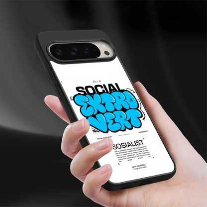 Social Extrovert sleek google pixel 9 pro xl cover with tempered glass back and TPU edges