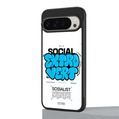 Social Extrovert google pixel 9 pro mobile cover | shockproof glass phone case