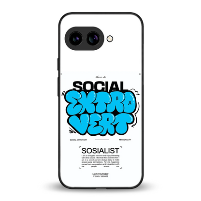 Social Extrovert back phone cover | glass case for google pixel 10a