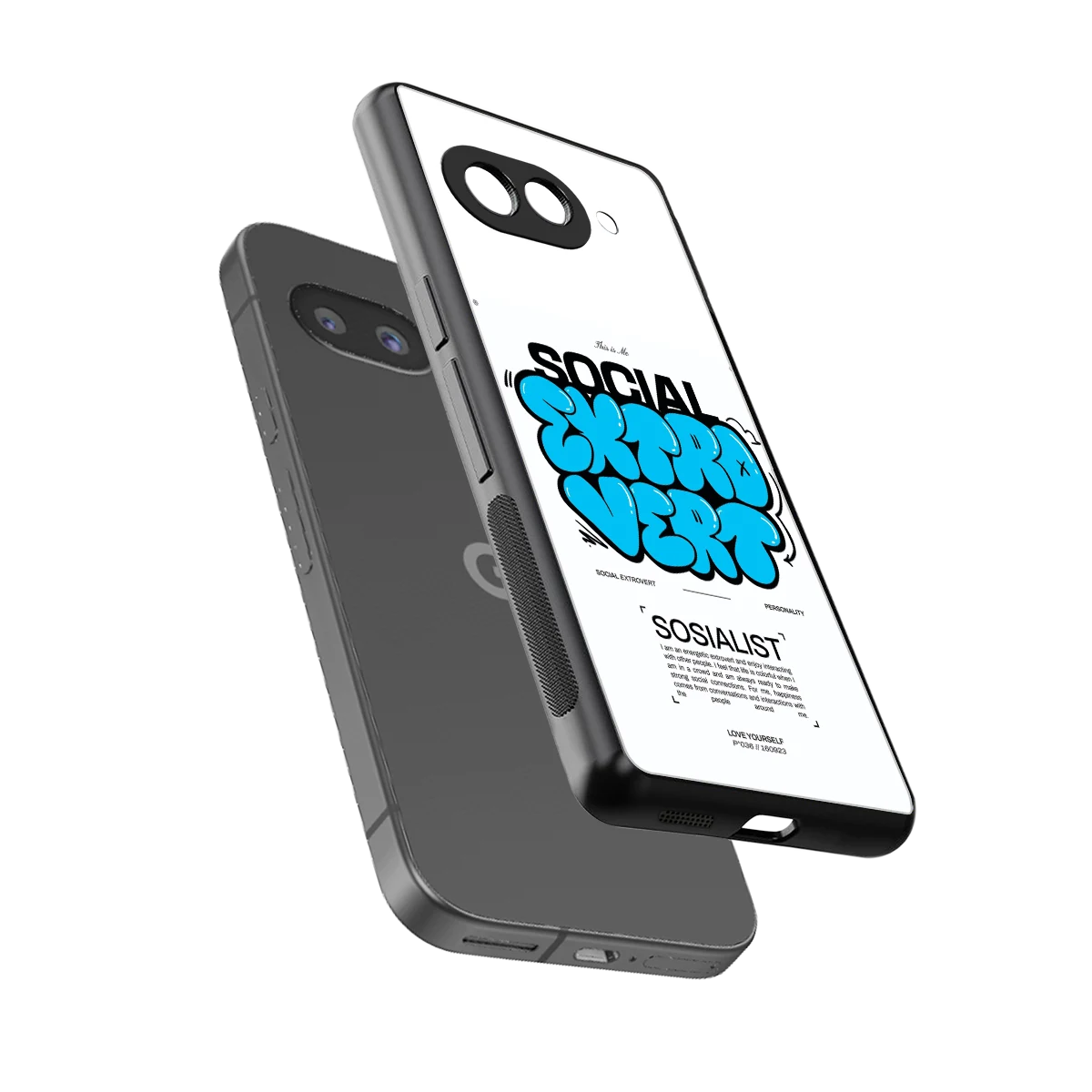 Social Extrovert sleek google pixel 10a cover with tempered glass back and TPU edges