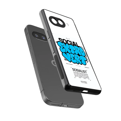 Social Extrovert sleek google pixel 10a cover with tempered glass back and TPU edges