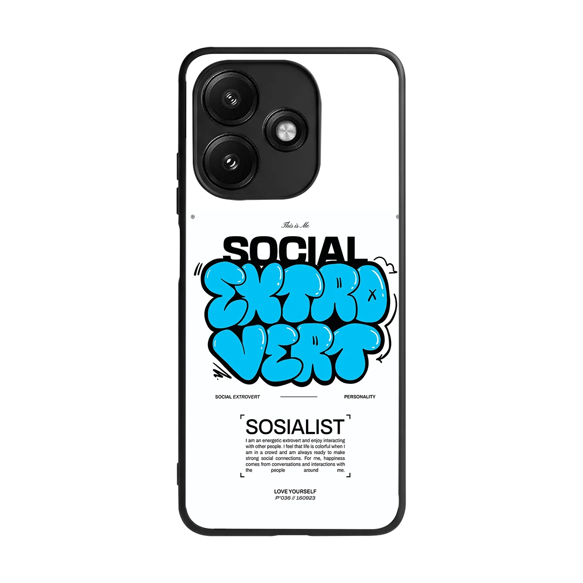 Social Extrovert back phone cover | glass case for redmi 12 5g
