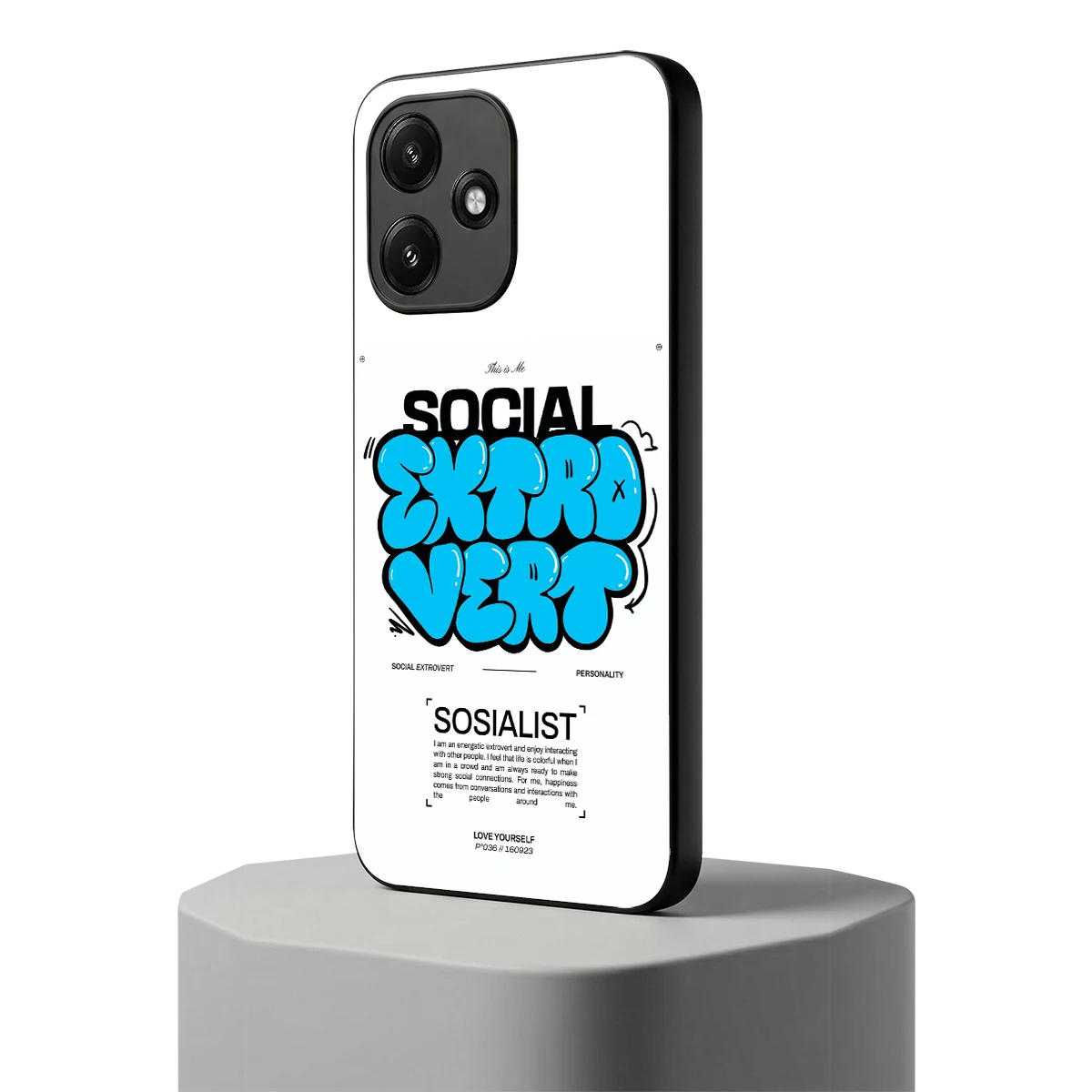Social Extrovert redmi 12 5g mobile cover | shockproof glass phone case