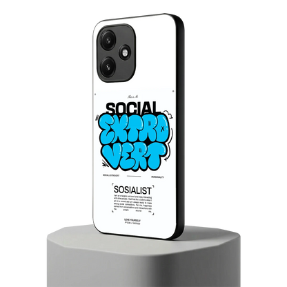 Social Extrovert redmi 12 5g mobile cover | shockproof glass phone case