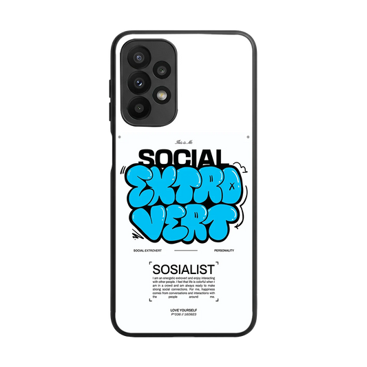 Social Extrovert back phone cover | glass case for samsung galaxy a23