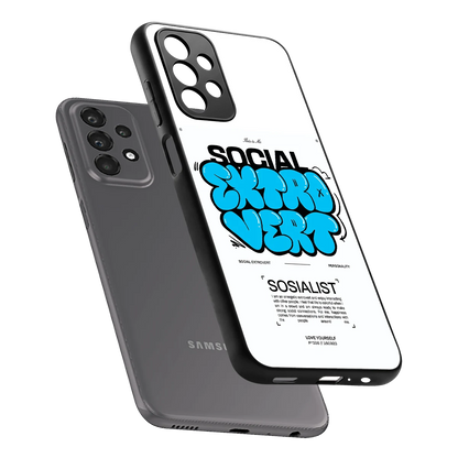 Social Extrovert sleek samsung galaxy a23 cover with tempered glass back and TPU edges