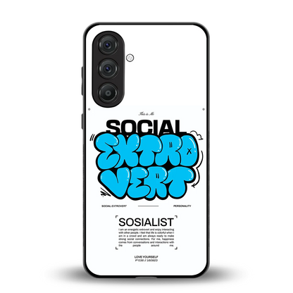 Social Extrovert back phone cover | glass case for samsung galaxy m36 5g