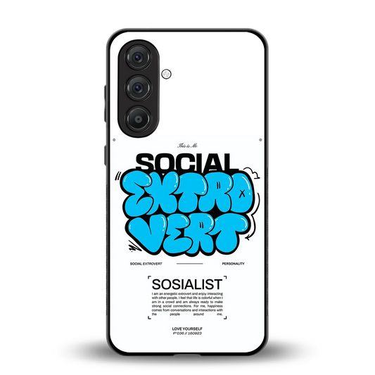 Social Extrovert back phone cover | glass case for samsung galaxy m36 5g