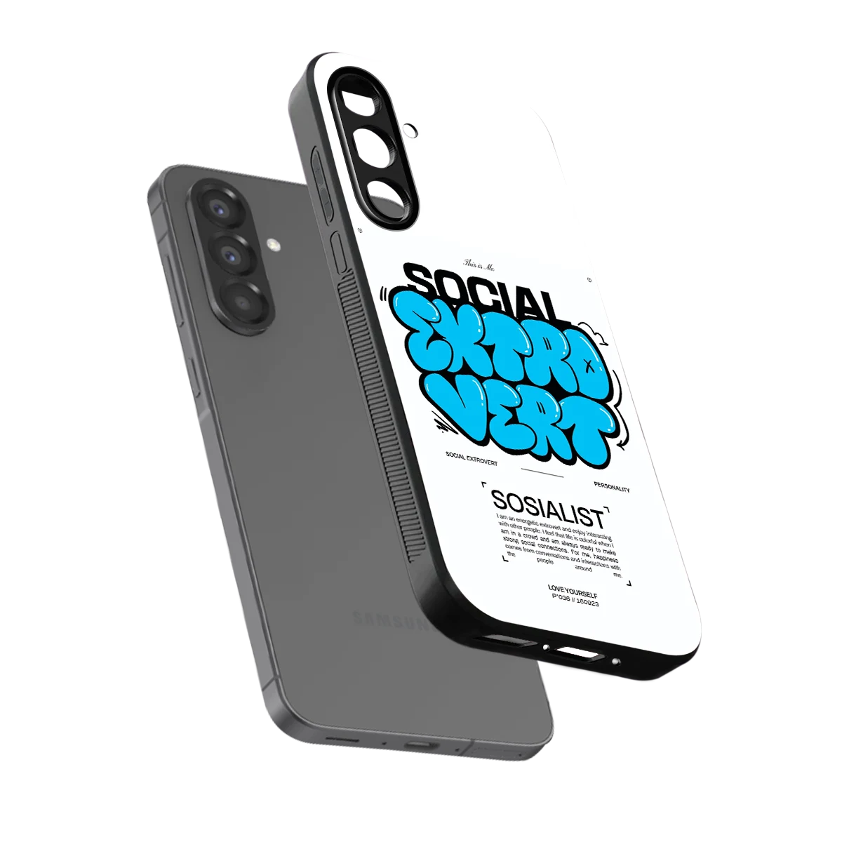 Social Extrovert sleek samsung galaxy a36 5g cover with tempered glass back and TPU edges