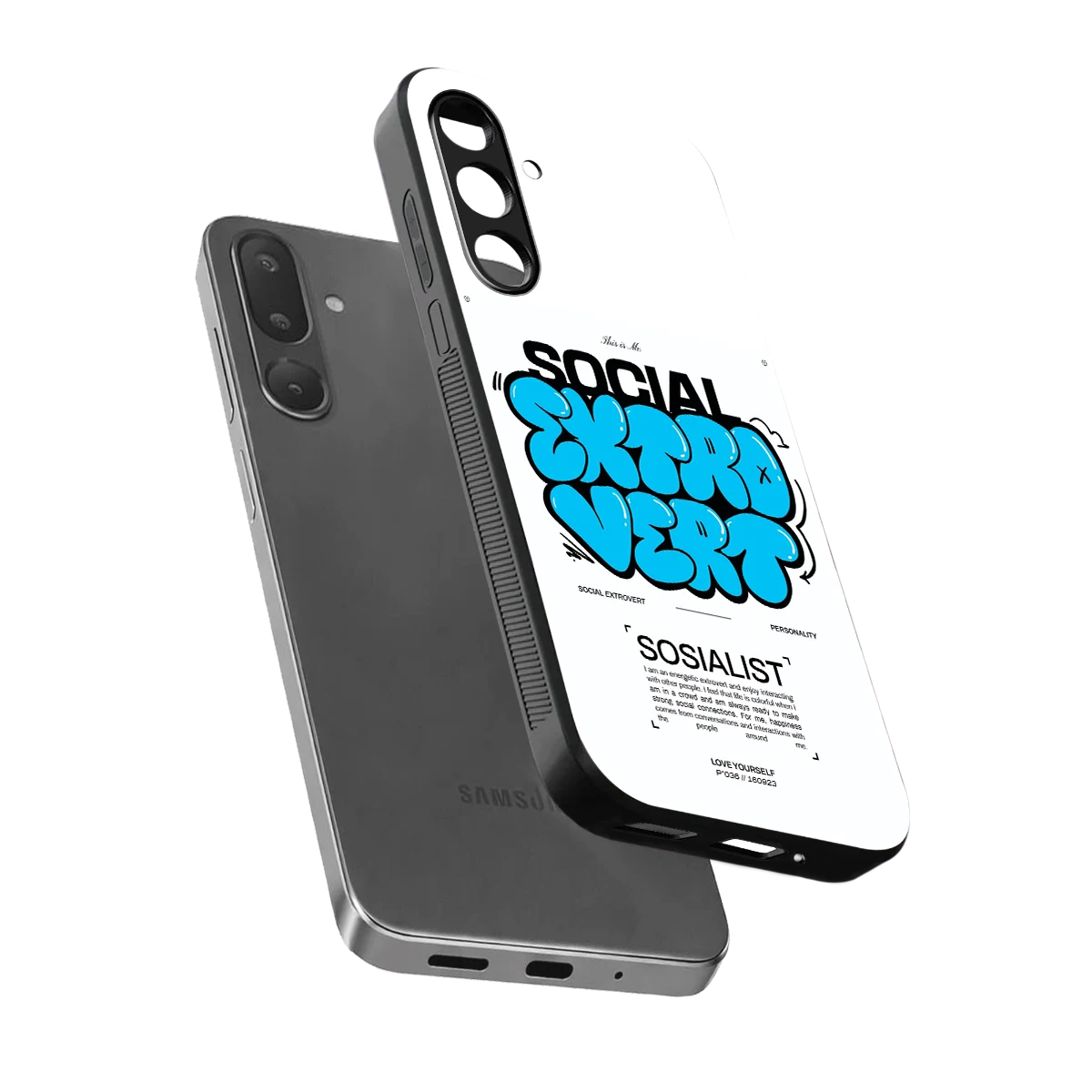 Social Extrovert sleek samsung galaxy m36 5g cover with tempered glass back and TPU edges