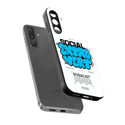 Social Extrovert sleek samsung galaxy m36 5g cover with tempered glass back and TPU edges