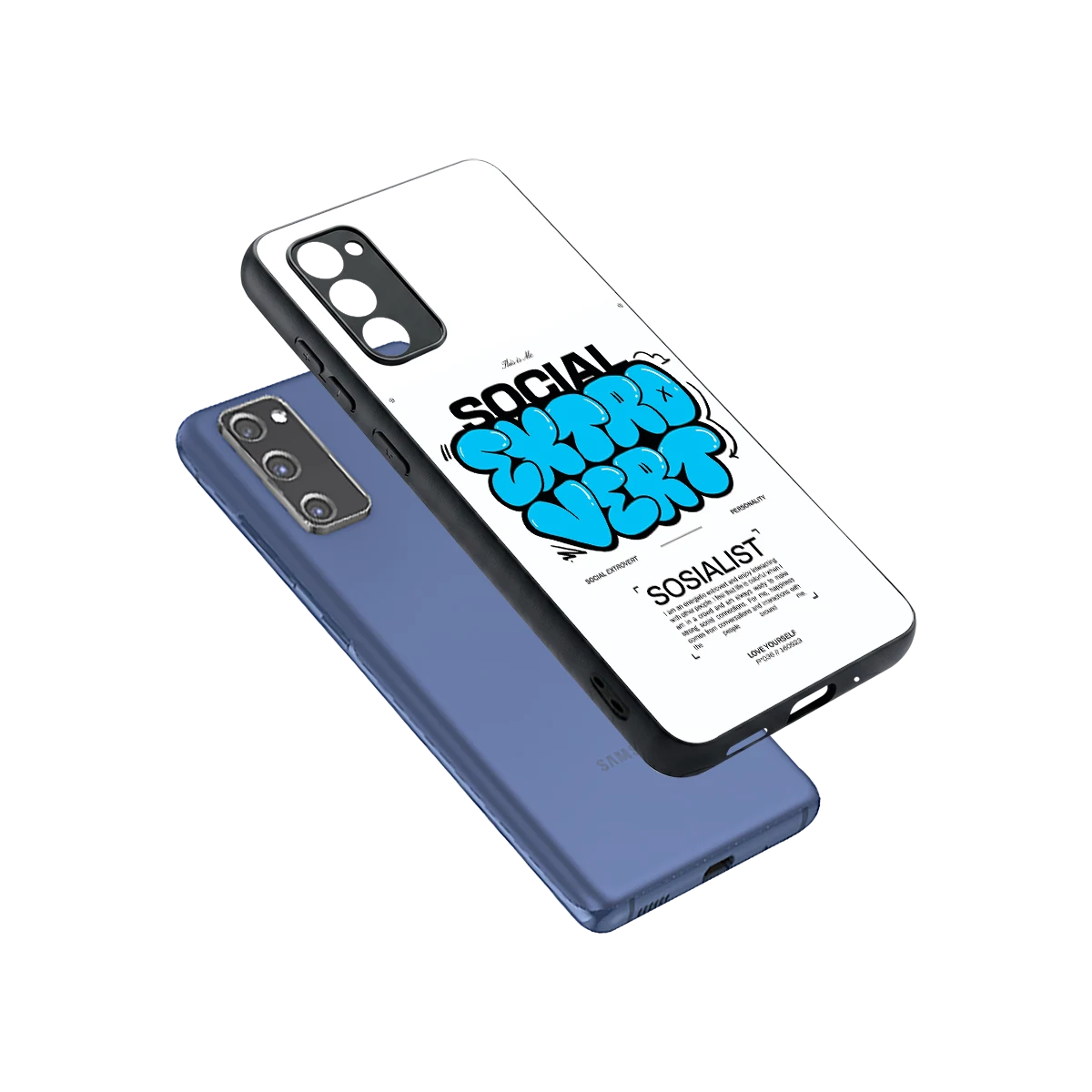 Social Extrovert sleek samsung galaxy s20 fe cover with tempered glass back and TPU edges