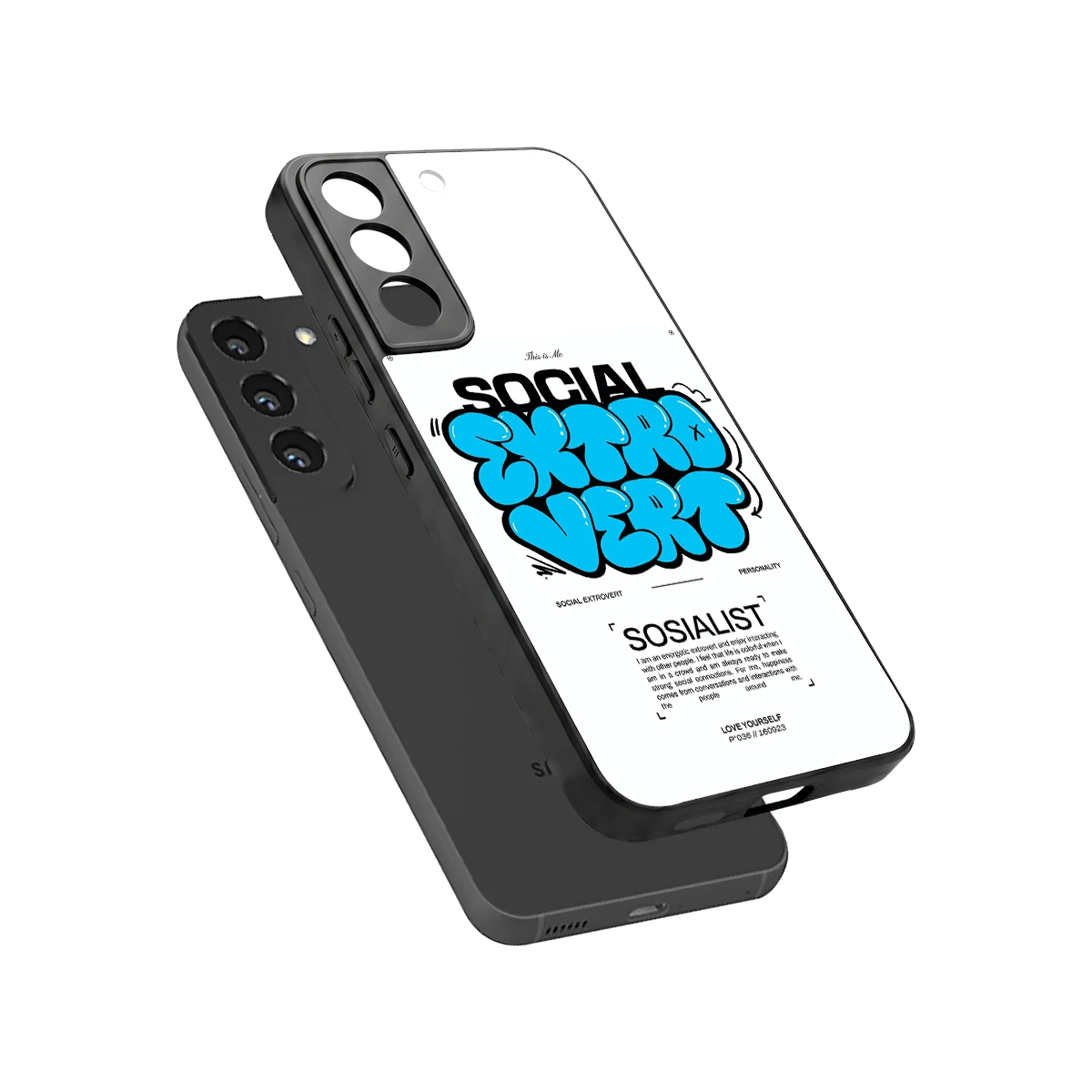 Social Extrovert sleek samsung galaxy s22 cover with tempered glass back and TPU edges