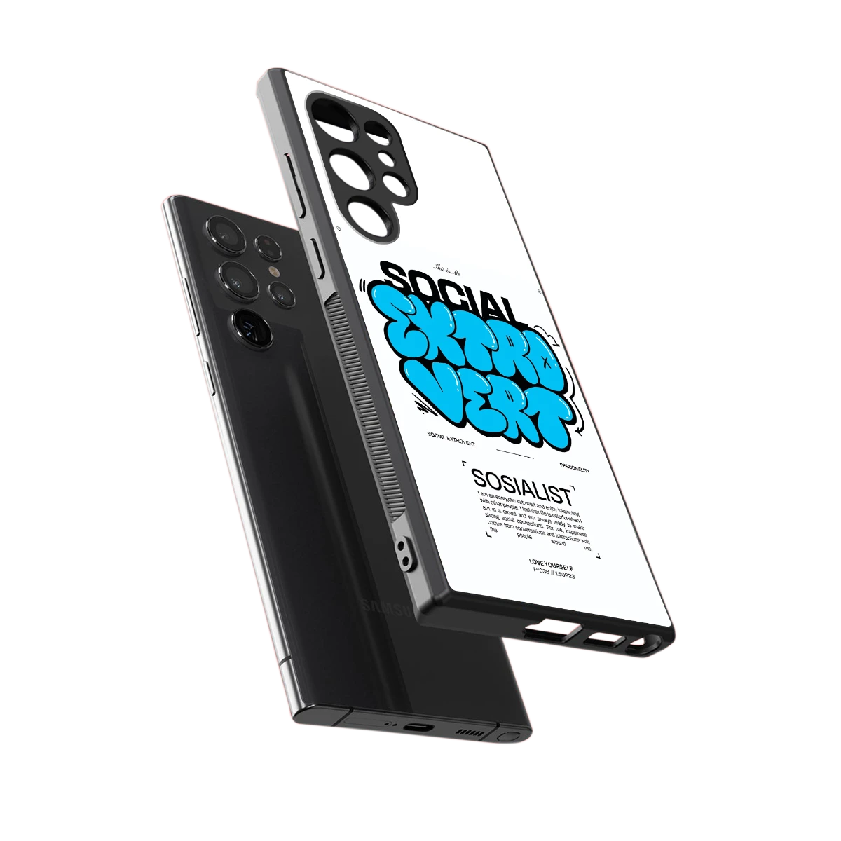 Social Extrovert sleek samsung galaxy s23 ultra cover with tempered glass back and TPU edges