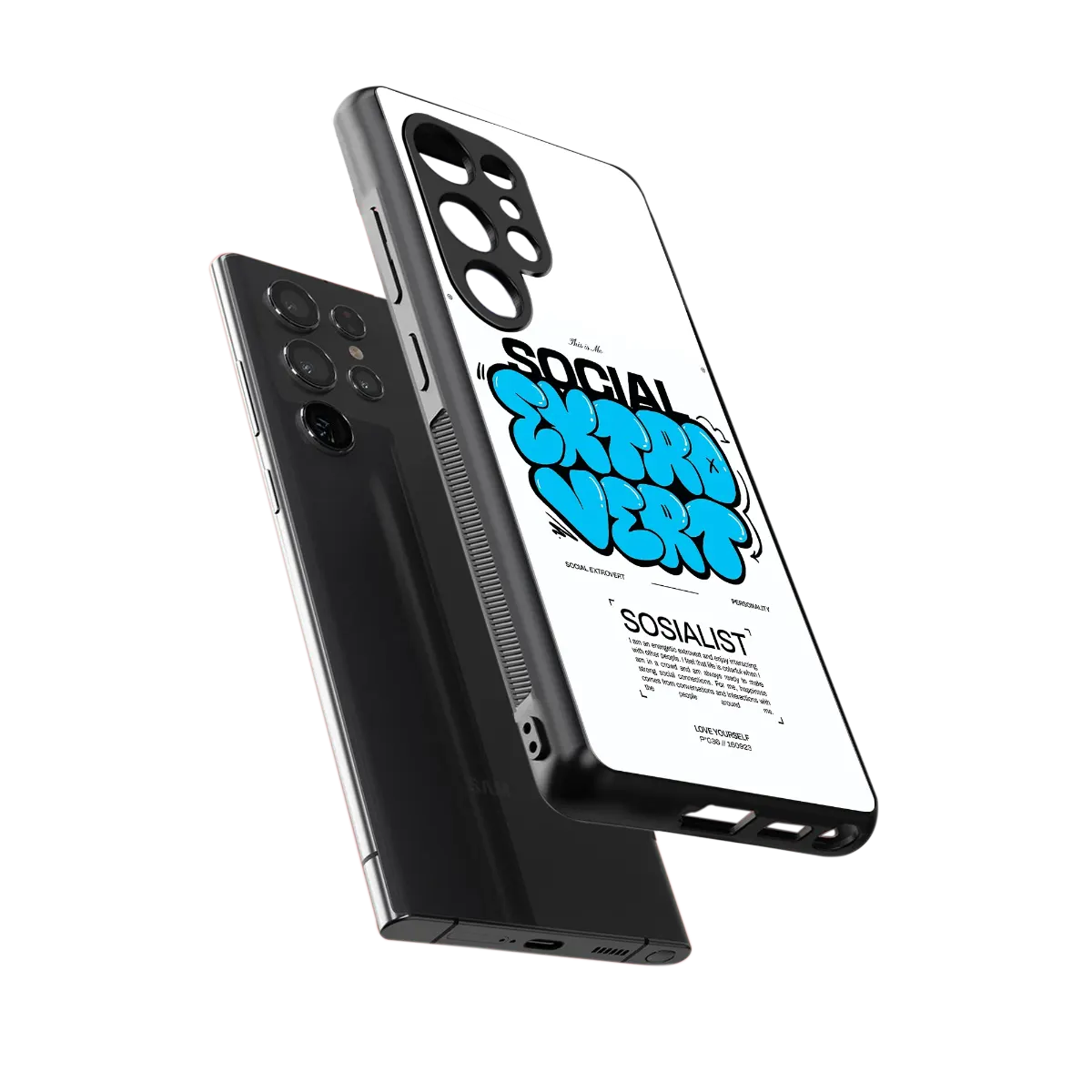 Social Extrovert sleek samsung galaxy s25 ultra cover with tempered glass back and TPU edges