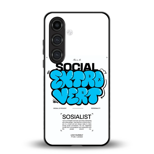 Social Extrovert back phone cover | glass case for samsung galaxy s25 plus
