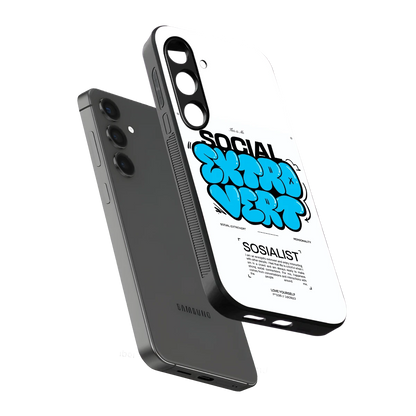 Social Extrovert sleek samsung galaxy s24 fe cover with tempered glass back and TPU edges