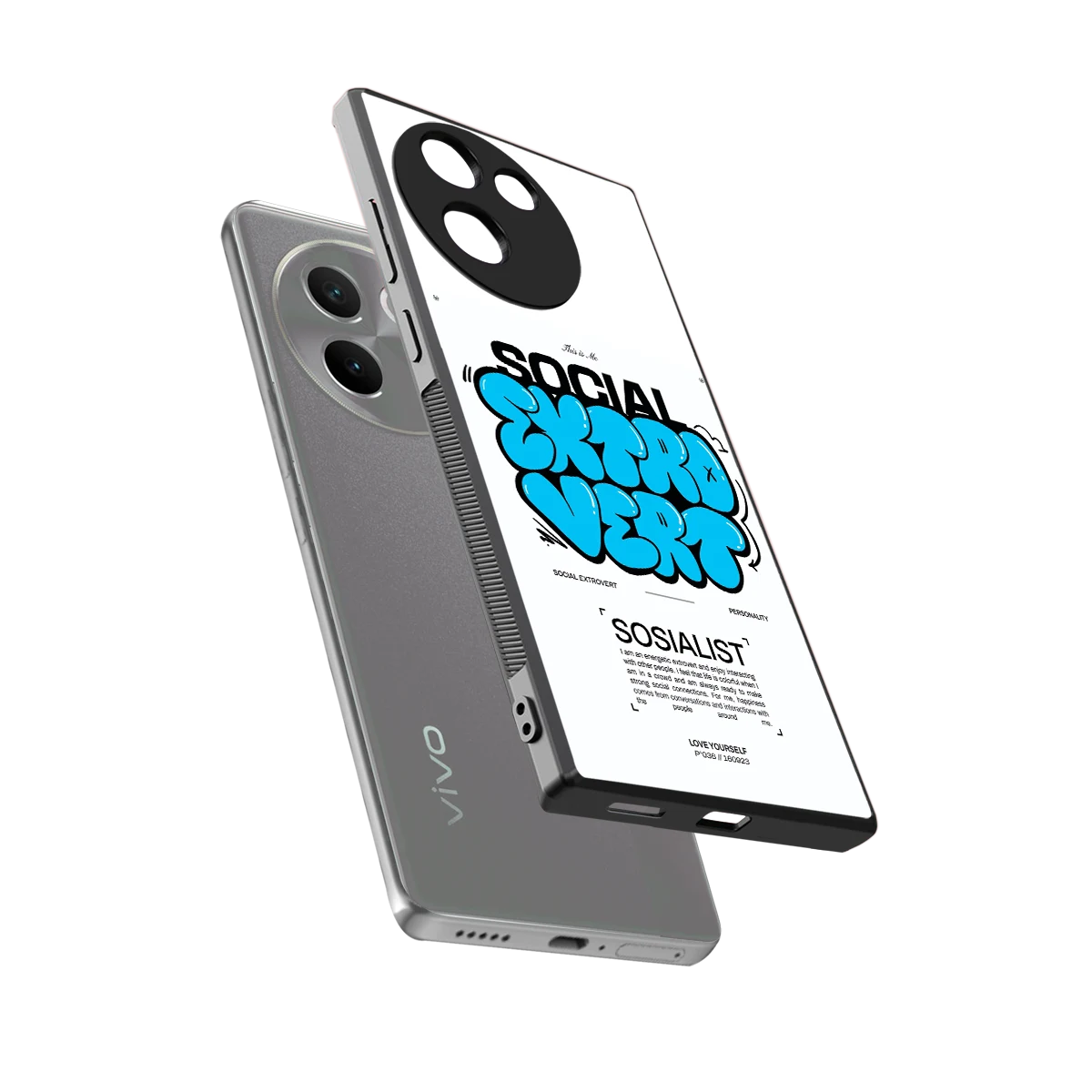 Social Extrovert sleek vivo v30e cover with tempered glass back and TPU edges