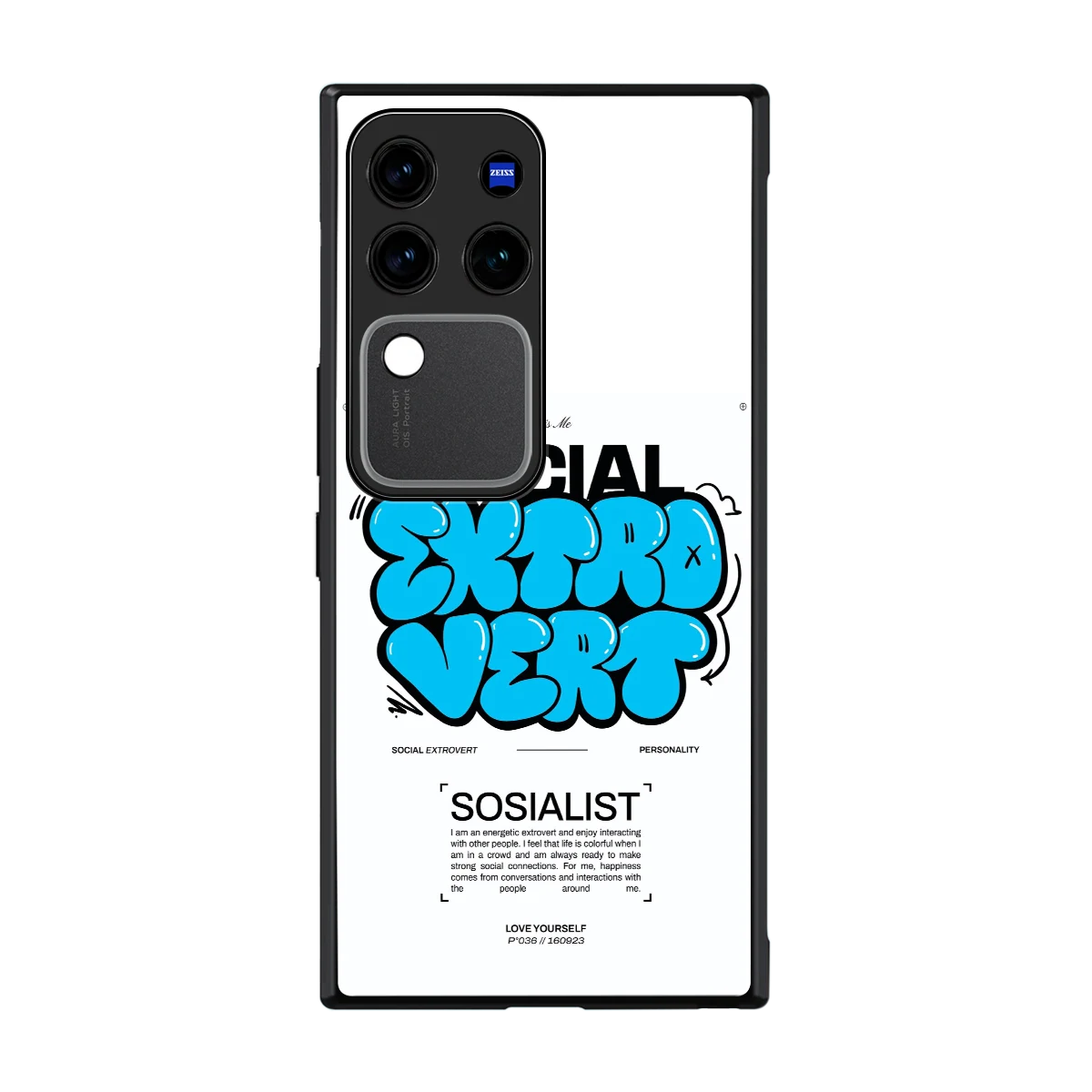 Social Extrovert back phone cover | glass case forvivo v30 pro