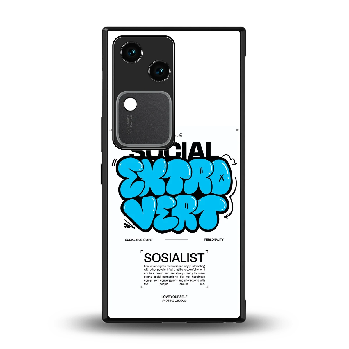 Social Extrovert back phone cover | glass case for vivo v30