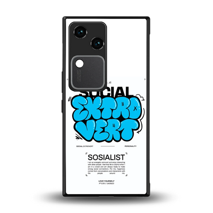 Social Extrovert back phone cover | glass case for vivo v30