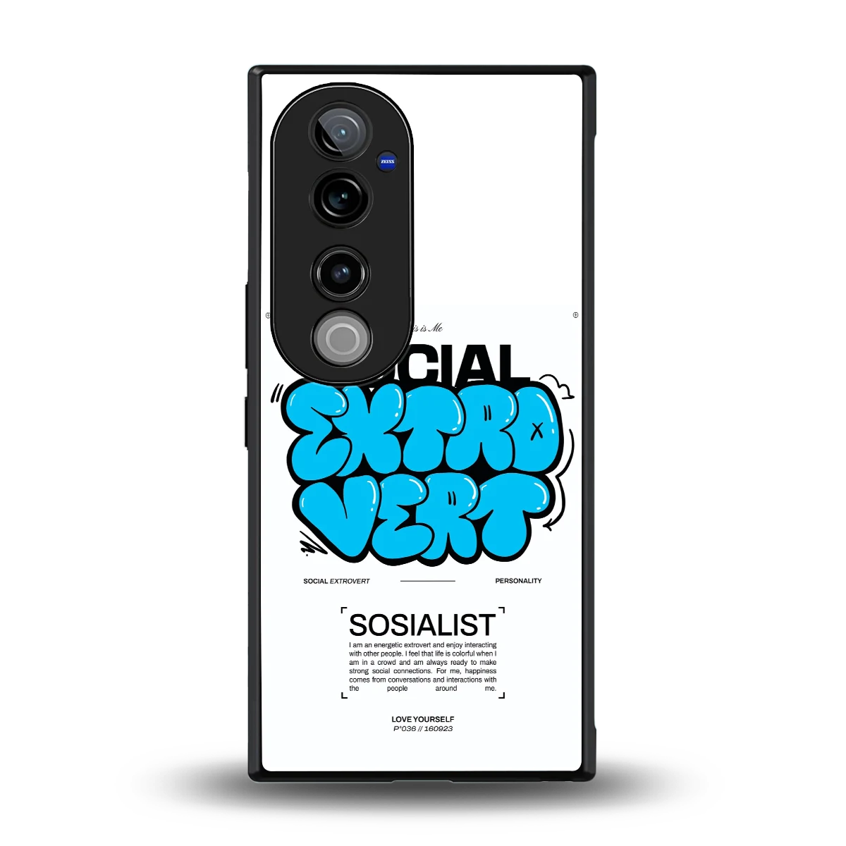 Social Extrovert back phone cover | glass case for vivo v40 pro