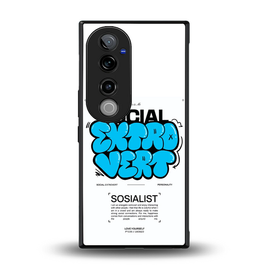 Social Extrovert back phone cover | glass case for vivo v40 pro