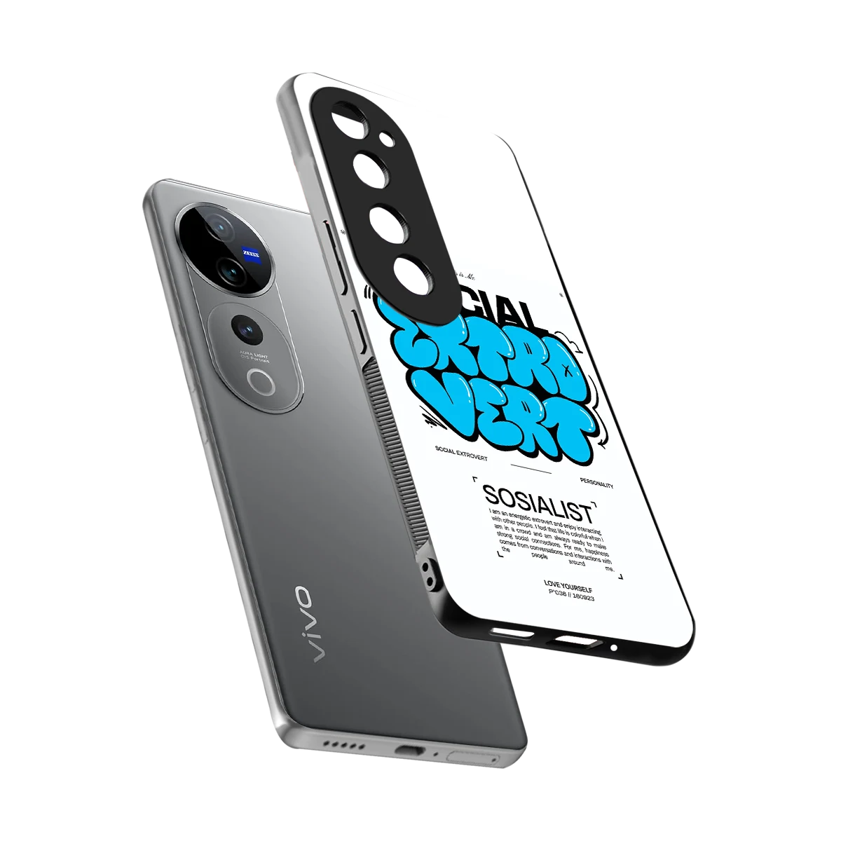 Social Extrovert sleek vivo v40 pro cover with tempered glass back and TPU edges