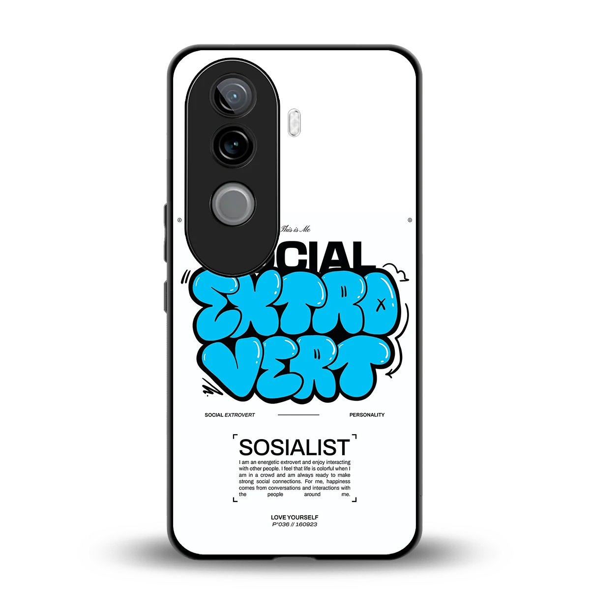 Social Extrovert back phone cover | glass case for vivo v40e