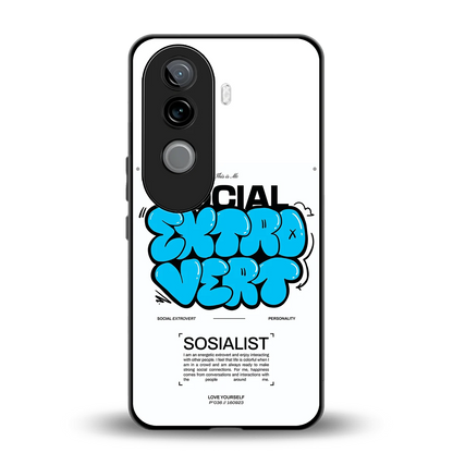 Social Extrovert back phone cover | glass case for vivo v40e