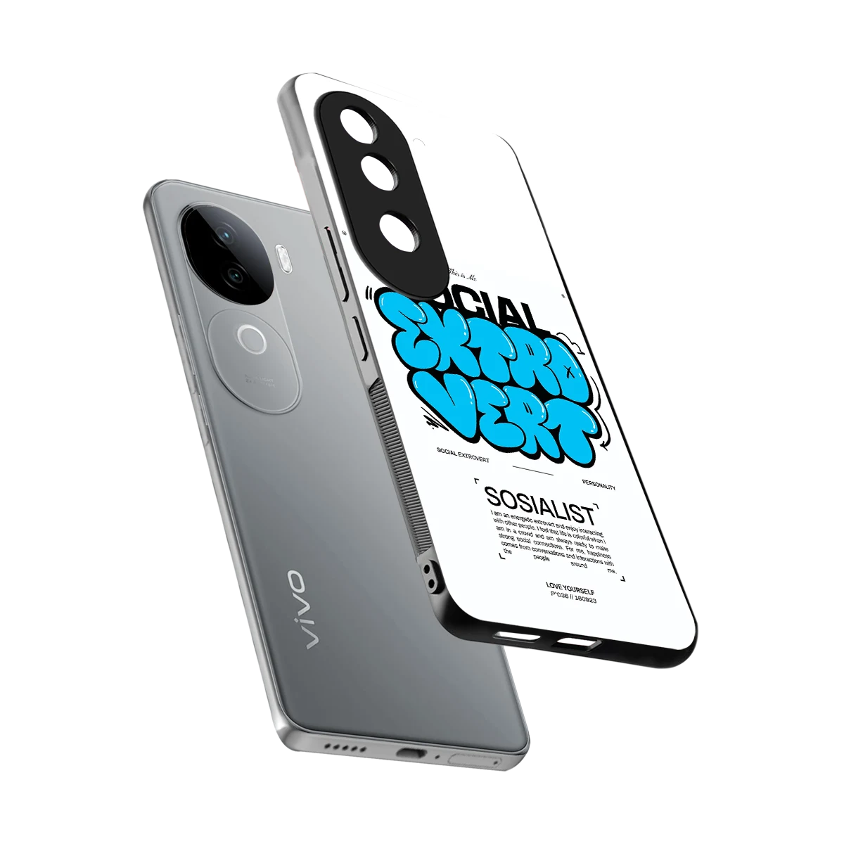 Social Extrovert sleek vivo v40e cover with tempered glass back and TPU edges