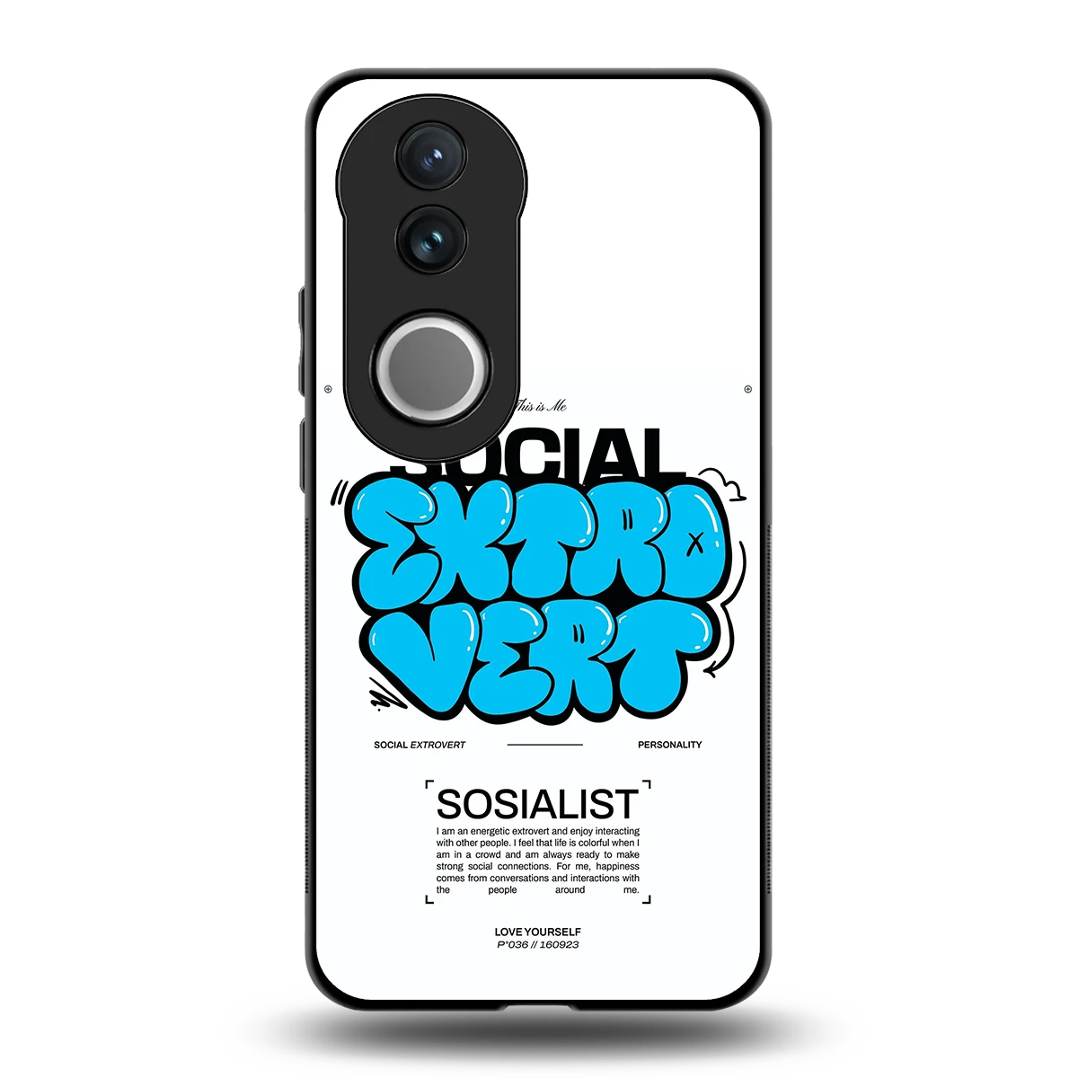 Social Extrovert back phone cover | glass case for vivo v50