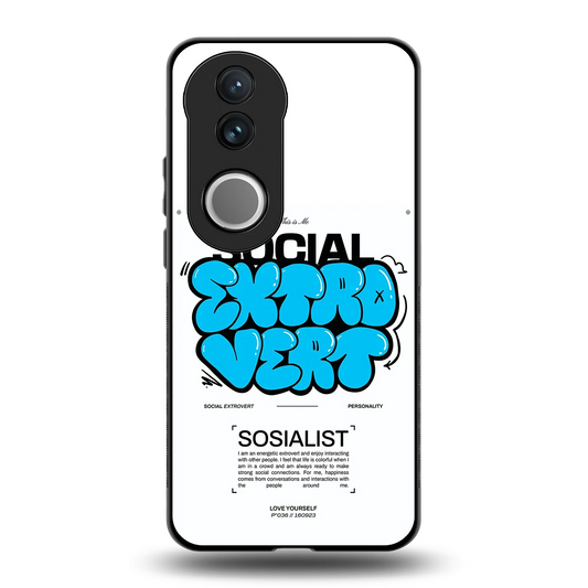 Social Extrovert back phone cover | glass case for vivo v50