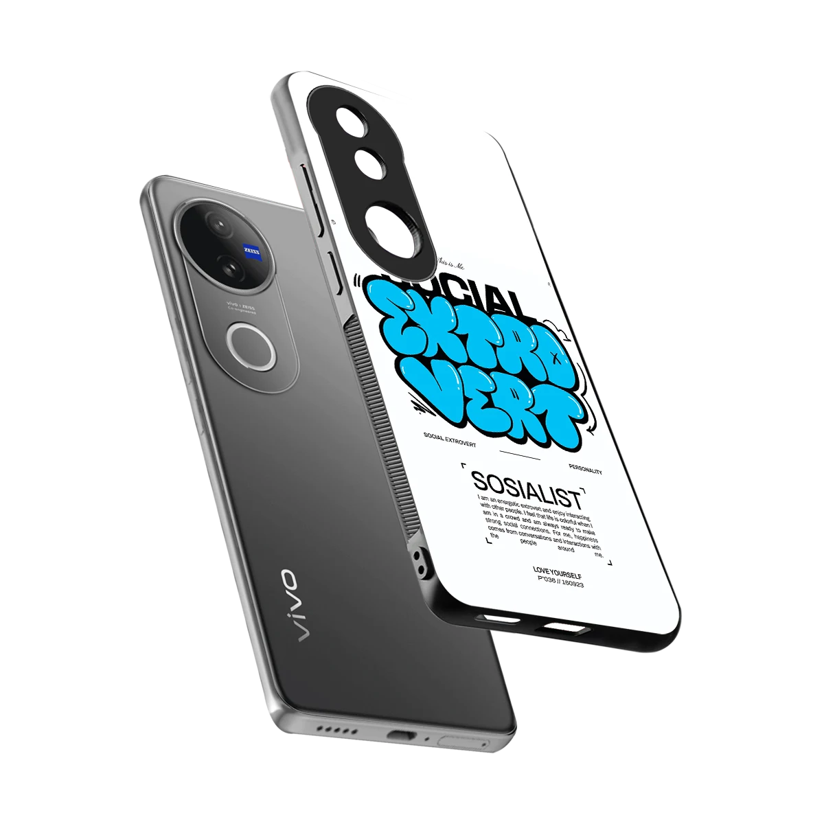 Social Extrovert sleek vivo v50 cover with tempered glass back and TPU edges