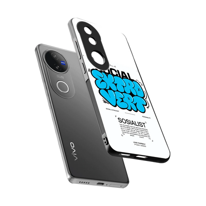 Social Extrovert sleek vivo v50 cover with tempered glass back and TPU edges