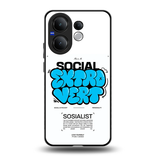 Social Extrovert back phone cover | glass case for vivo v60
