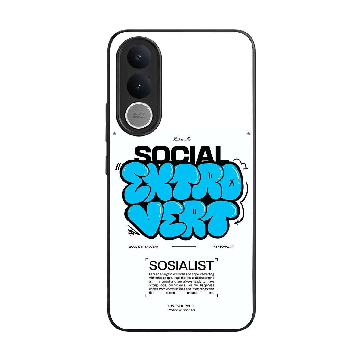Social Extrovert back phone cover | glass case for vivo v70 fe