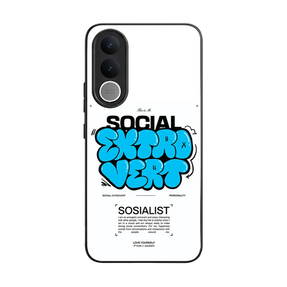 Social Extrovert back phone cover | glass case for vivo v70 fe